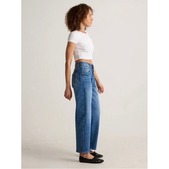 NEW Quince Bella Stretch Barrel Jeans Atlantic Blue High Rise Size 33 - Picture 6 of 14